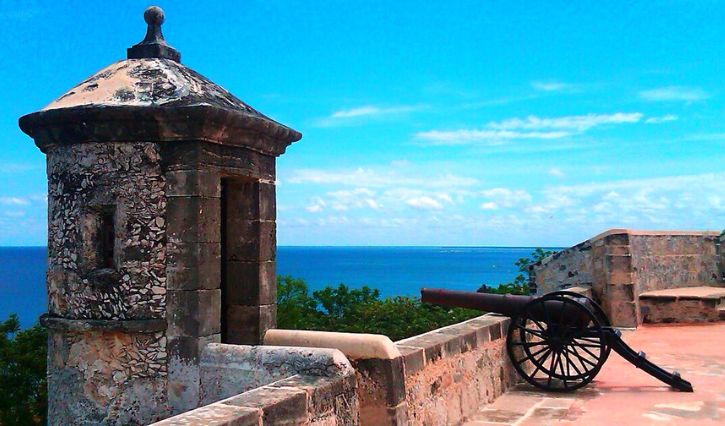 Cañón en el Fuerte de San Miguel en Campeche